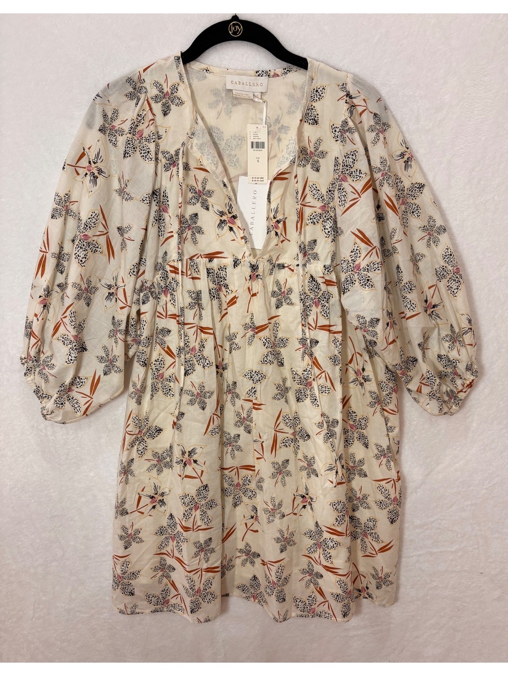 Caballero Anthropologie Floral Cotton Babydoll Dress Small NWT Boho